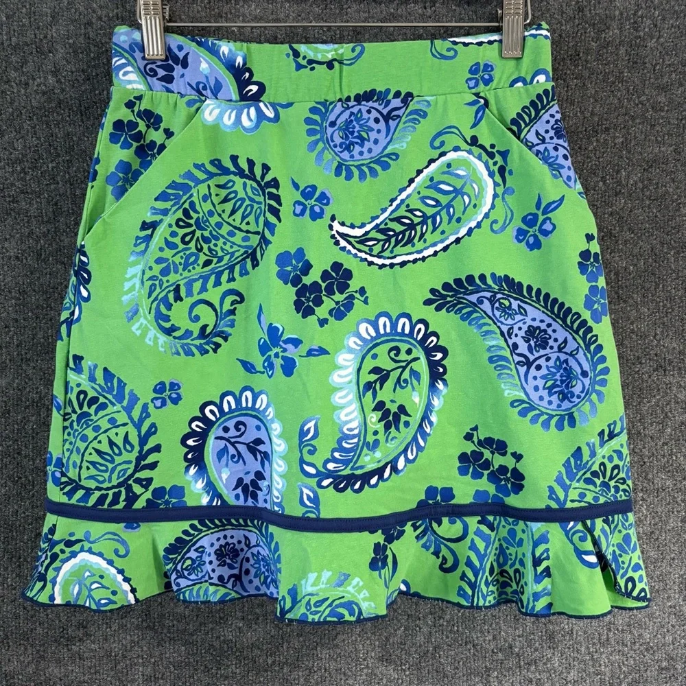 Ana Clare Womens Paisley Skort Size Small Green Blue Pockets Golf Activewear - Picture 1 of 7